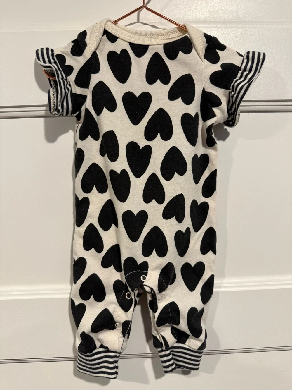 Cat & Jack Black and White Heart Print One-Piece